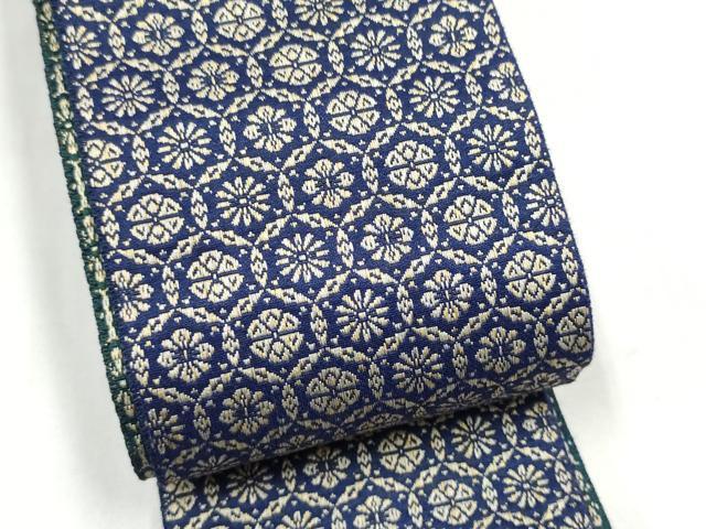 平和屋着物●男性　本場筑前博多織　両面　角帯　七宝花文　正絹　逸品　CABL1121hy