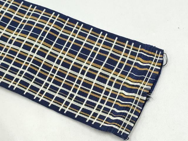 平和屋着物●男性　本場筑前博多織　角帯　格子柄　証紙付き　正絹　逸品　CABL1123hy