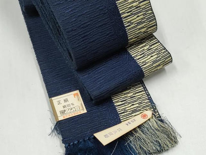 平和屋着物●男性　本場筑前博多織　角帯　間道　正絹　逸品　CABL1137hy