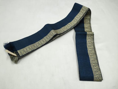 平和屋着物●男性　本場筑前博多織　角帯　間道　正絹　逸品　CABL1137hy