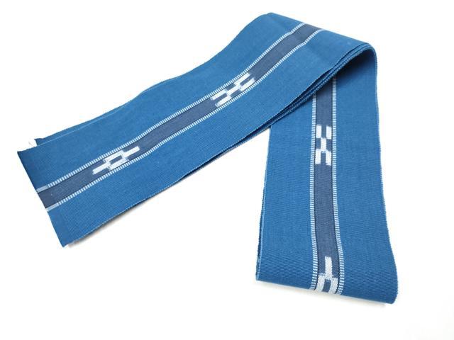 平和屋着物●男性　沖縄県伝統工芸品　八重山ミンサー　手織り　角帯　絣文様　一重帯　綿　逸品　CABL1144hy