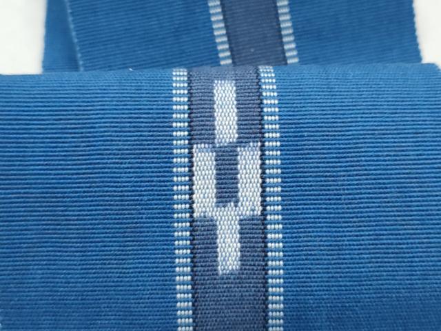 平和屋着物●男性　沖縄県伝統工芸品　八重山ミンサー　手織り　角帯　絣文様　一重帯　綿　逸品　CABL1144hy