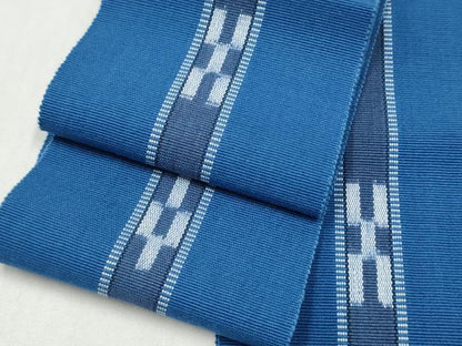 平和屋着物●男性　沖縄県伝統工芸品　八重山ミンサー　手織り　角帯　絣文様　一重帯　綿　逸品　CABL1144hy