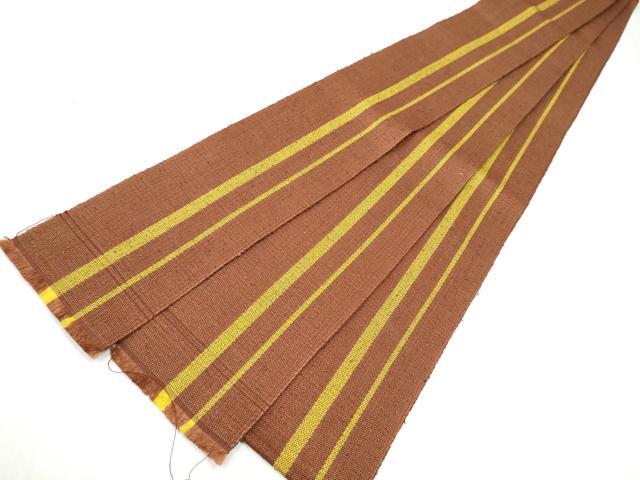 平和屋着物●男性　本場黄八丈　紬　角帯　間道　一重帯　正絹　逸品　CABL1146hy