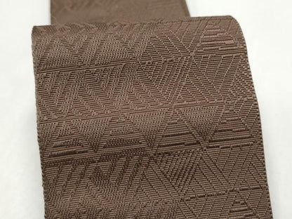 平和屋着物●男性　本場筑前博多織　角帯　幾何学文様　煤竹色　正絹　逸品　CABL1149hy