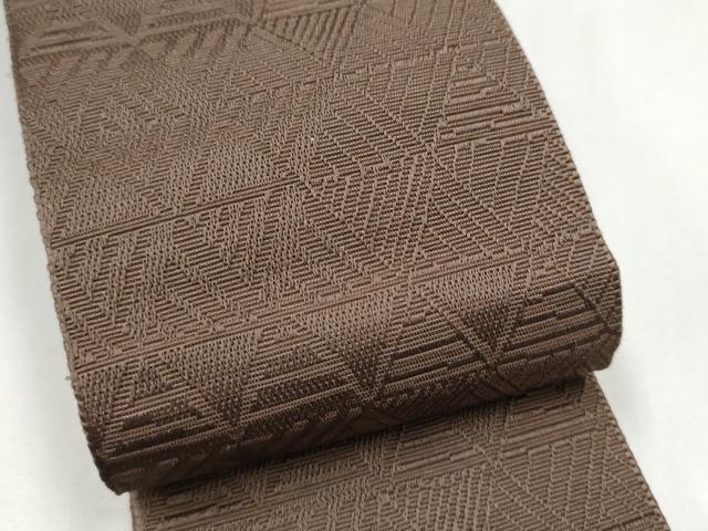 平和屋着物●男性　本場筑前博多織　角帯　幾何学文様　煤竹色　正絹　逸品　CABL1149hy