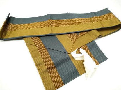 平和屋着物●本場黄八丈　紬　つけ帯　間道　正絹　逸品　CABL1153hy