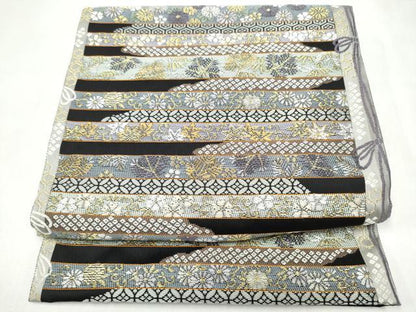 平和屋着物●つけ帯　麗粋唐織　横段花文　金糸　正絹　逸品　CABL1154hy