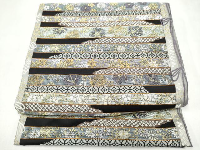 平和屋着物●つけ帯　麗粋唐織　横段花文　金糸　正絹　逸品　CABL1154hy