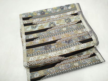 平和屋着物●つけ帯　麗粋唐織　横段花文　金糸　正絹　逸品　CABL1154hy