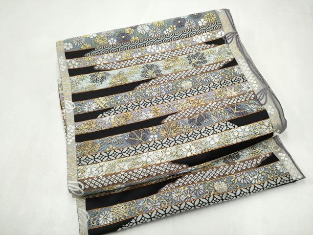 平和屋着物●つけ帯　麗粋唐織　横段花文　金糸　正絹　逸品　CABL1154hy