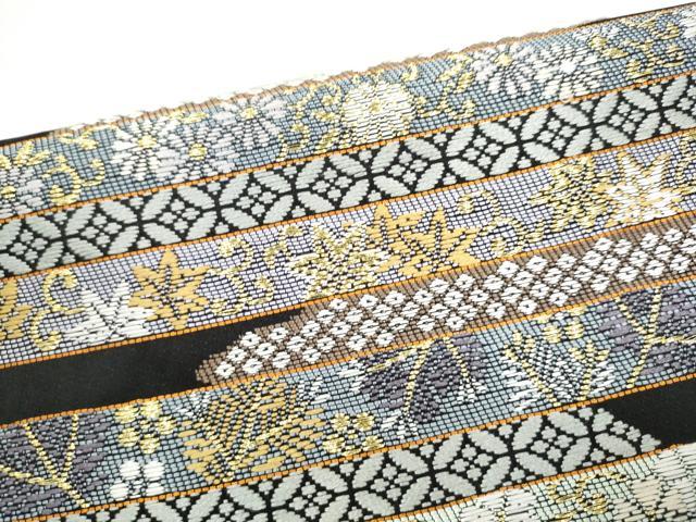 平和屋着物●つけ帯　麗粋唐織　横段花文　金糸　正絹　逸品　CABL1154hy