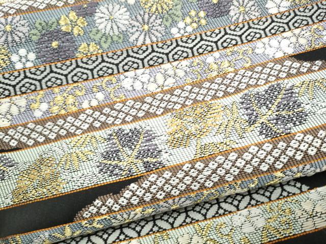 平和屋着物●つけ帯　麗粋唐織　横段花文　金糸　正絹　逸品　CABL1154hy
