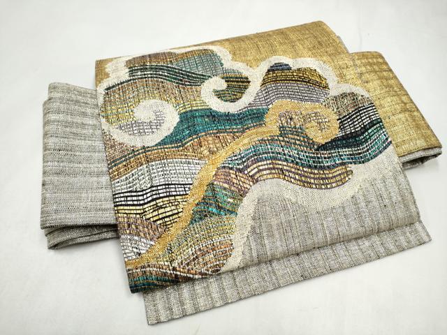 平和屋着物●つけ帯　流水文　金銀糸　正絹　逸品　CABL1156hy
