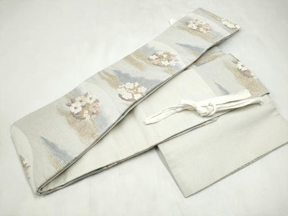 平和屋着物●つけ帯　唐織　草花丸文　金銀糸　正絹　逸品　CABL1157hy
