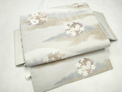 平和屋着物●つけ帯　唐織　草花丸文　金銀糸　正絹　逸品　CABL1157hy