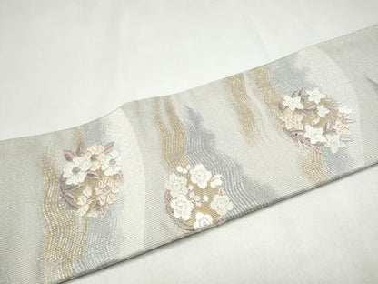 平和屋着物●つけ帯　唐織　草花丸文　金銀糸　正絹　逸品　CABL1157hy
