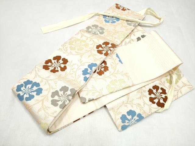 平和屋着物●つけ帯　唐織　花唐草文　正絹　逸品　CABL1159hy