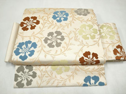 平和屋着物●つけ帯　唐織　花唐草文　正絹　逸品　CABL1159hy