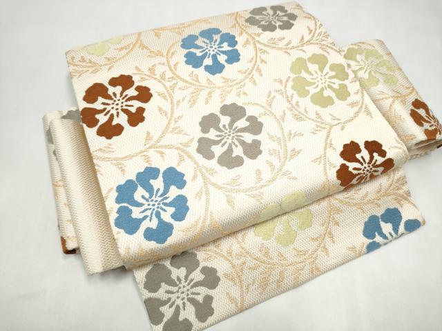 平和屋着物●つけ帯　唐織　花唐草文　正絹　逸品　CABL1159hy