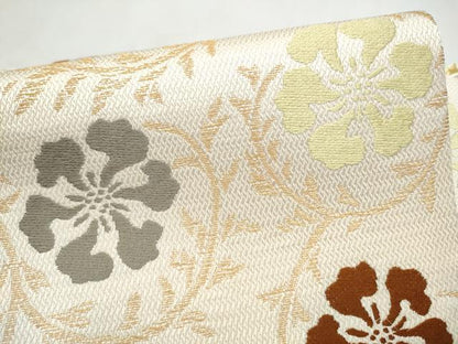 平和屋着物●つけ帯　唐織　花唐草文　正絹　逸品　CABL1159hy