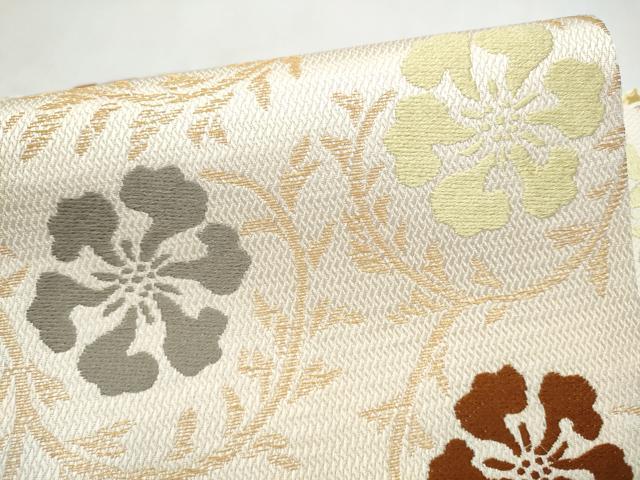 平和屋着物●つけ帯　唐織　花唐草文　正絹　逸品　CABL1159hy