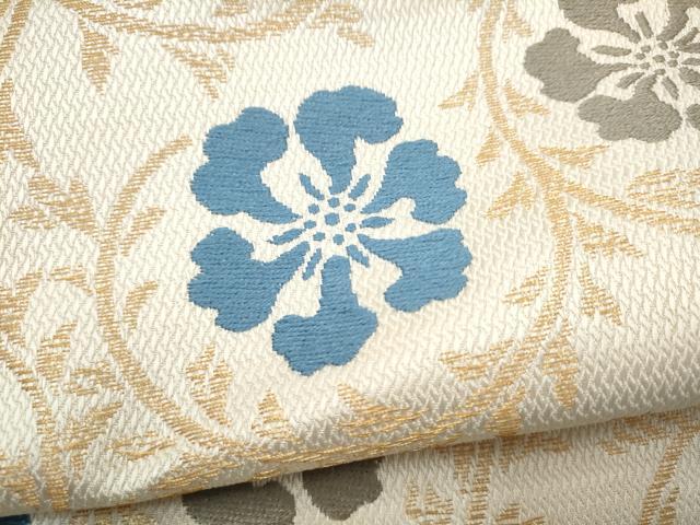 平和屋着物●つけ帯　唐織　花唐草文　正絹　逸品　CABL1159hy