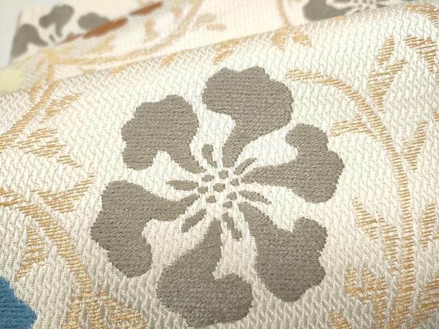 平和屋着物●つけ帯　唐織　花唐草文　正絹　逸品　CABL1159hy