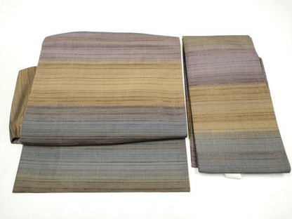 平和屋着物●つけ帯　紬地　霞文　金通し地　正絹　逸品　CABL1161hy