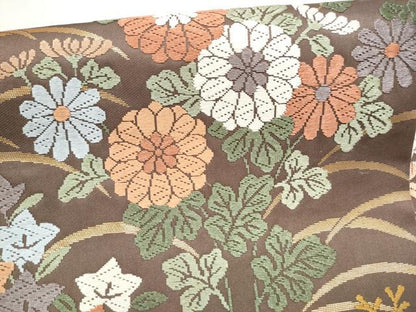 平和屋着物●つけ帯　唐織　草花文　正絹　逸品　CABL1163hy