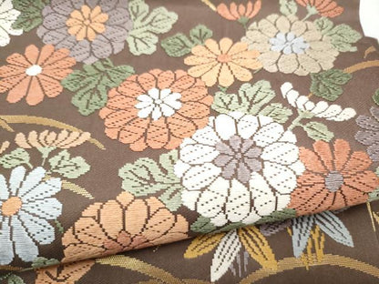 平和屋着物●つけ帯　唐織　草花文　正絹　逸品　CABL1163hy