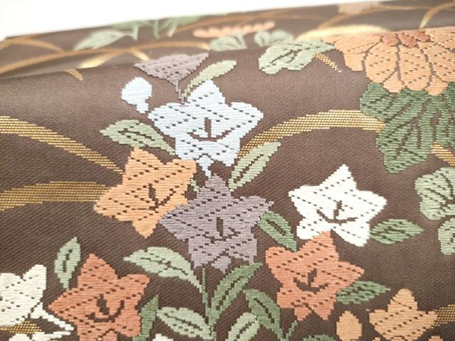 平和屋着物●つけ帯　唐織　草花文　正絹　逸品　CABL1163hy