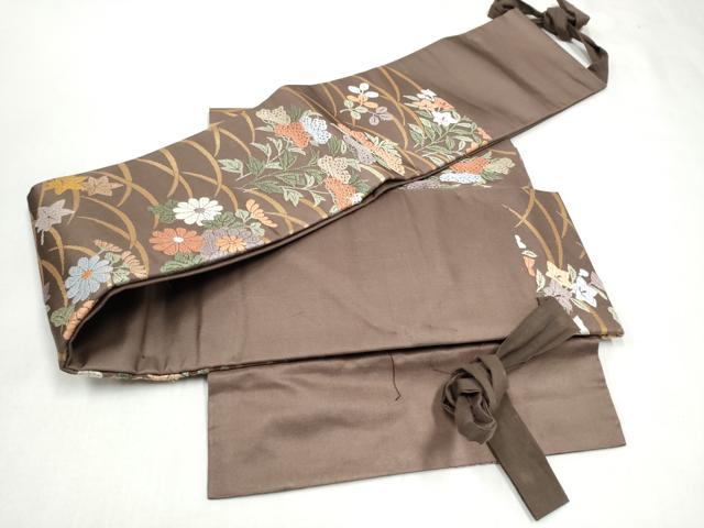 平和屋着物●つけ帯　唐織　草花文　正絹　逸品　CABL1163hy