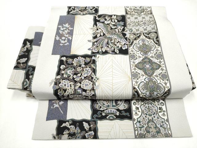 平和屋着物●ワンタッチつけ帯　鳳凰更紗花文　金彩　正絹　逸品　CABL1164hy