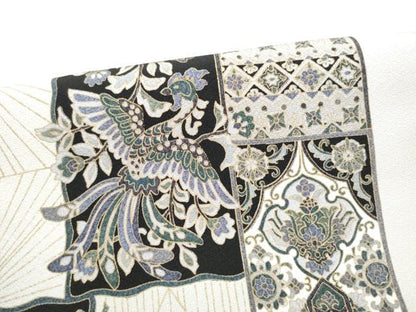 平和屋着物●ワンタッチつけ帯　鳳凰更紗花文　金彩　正絹　逸品　CABL1164hy