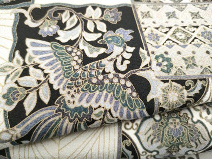 平和屋着物●ワンタッチつけ帯　鳳凰更紗花文　金彩　正絹　逸品　CABL1164hy