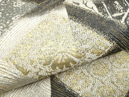 平和屋着物●両面　六通柄袋帯　本泥染　菱更紗花文　金銀糸　正絹　逸品　CABL1166hy