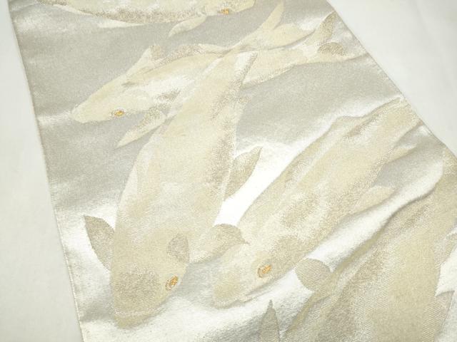 平和屋着物●六通柄袋帯　鯉　金銀糸　正絹　逸品　CABL1170hy