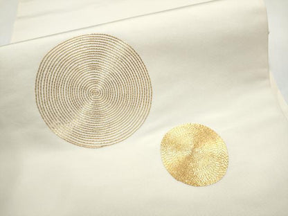 平和屋着物●本場筑前博多織　太鼓柄　本袋帯　総駒刺繍　丸文　正絹　逸品　CABL1171hy