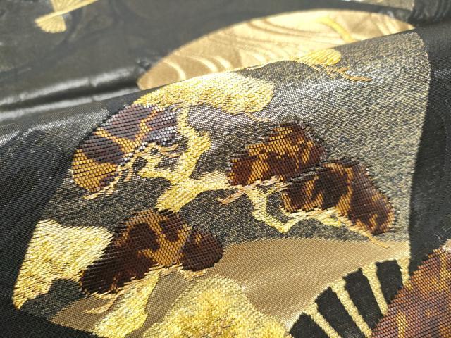平和屋着物●京の名門　じゅらく謹製　六通柄袋帯　光彩のい趣　鼈甲箔　黒地　正絹　逸品　CABL1172hy