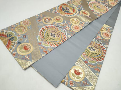 平和屋着物●六通柄袋帯　唐織　鳳凰花蝶文　金糸　正絹　逸品　CABL1173hy