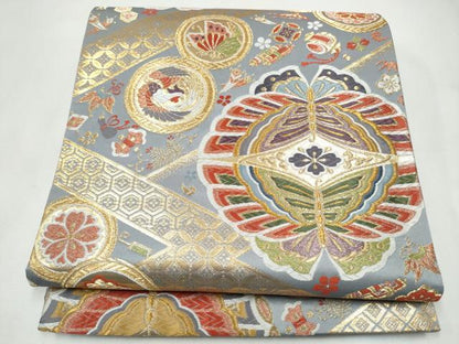平和屋着物●六通柄袋帯　唐織　鳳凰花蝶文　金糸　正絹　逸品　CABL1173hy