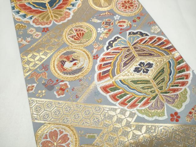 平和屋着物●六通柄袋帯　唐織　鳳凰花蝶文　金糸　正絹　逸品　CABL1173hy