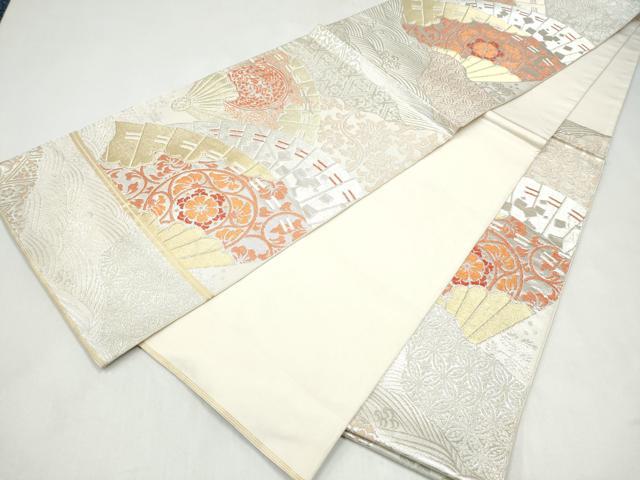 平和屋着物●西陣　川島織物　六通柄　本袋帯　檜扇花唐草文　金銀糸　正絹　逸品　CABL1174hy