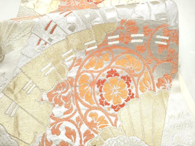 平和屋着物●西陣　川島織物　六通柄　本袋帯　檜扇花唐草文　金銀糸　正絹　逸品　CABL1174hy