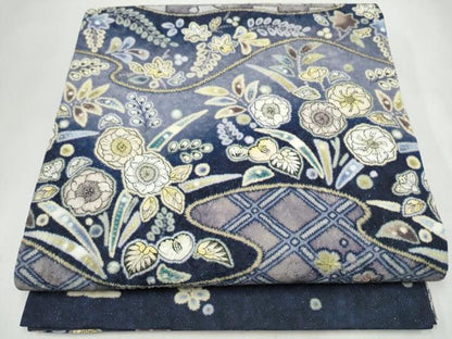 平和屋着物●全通柄袋帯　絞り　辻が花　銀通し地　正絹　逸品　CABL1178hy