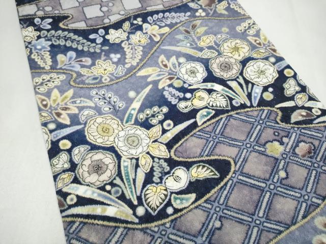 平和屋着物●全通柄袋帯　絞り　辻が花　銀通し地　正絹　逸品　CABL1178hy
