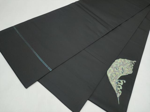 平和屋着物●創業280年　誉田屋源兵衛　太鼓柄袋帯　草木文　黒地　金銀糸　正絹　逸品　CABL1179hy