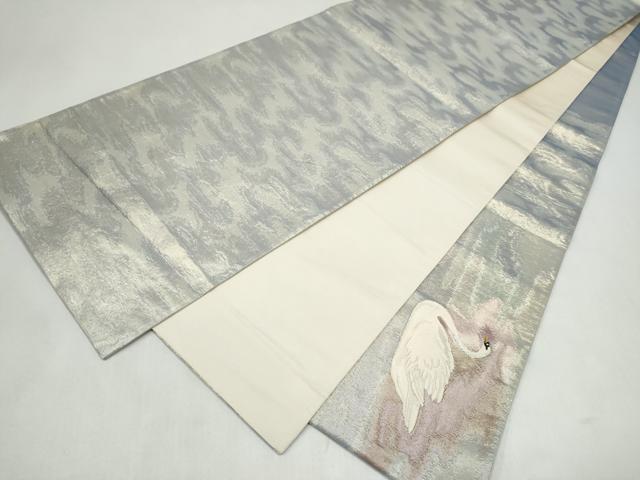 平和屋着物●太鼓柄袋帯　白鳥　金銀糸　正絹　逸品　CABL1180hy