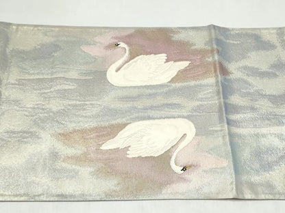 平和屋着物●太鼓柄袋帯　白鳥　金銀糸　正絹　逸品　CABL1180hy